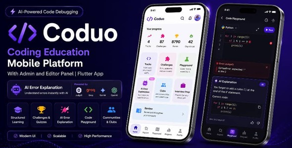 Coduo | Coding Education Flutter App with Admin Panel Coduo | Coding Education Flutter App with Admin Panel
