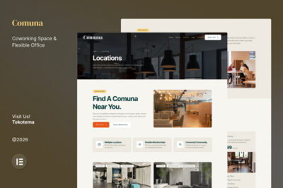 Comuna - Coworking Space & Flexible Office Website Elementor Template Kits