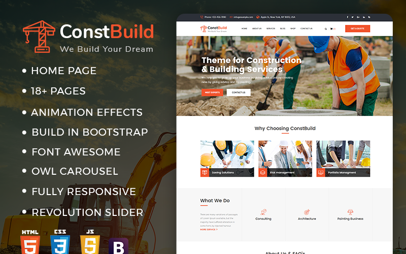ConstBuild : Construction, Building & Renovation Website Template ConstBuild : Construction, Building & Renovation Website Template
