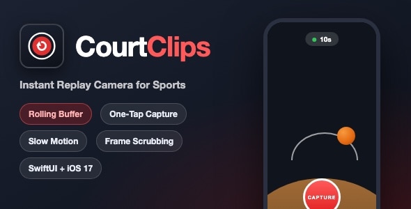 CourtClips | Instant Replay Camera With Rolling Buffer, Slow Motion and Frame Scrubbing - SwiftUI CourtClips | Instant Replay Camera With Rolling Buffer, Slow Motion and Frame Scrubbing - SwiftUI