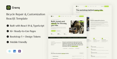 Cranq - Bicycle Repair & Customization React Template