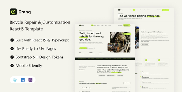 Cranq - Bicycle Repair & Customization React Template Cranq - Bicycle Repair & Customization React Template
