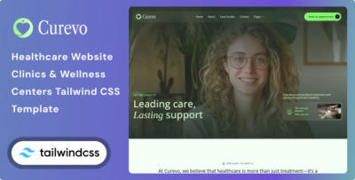 Curevo - Healthcare Website Clinics & Wellness Centers Tailwind CSS 4 Template