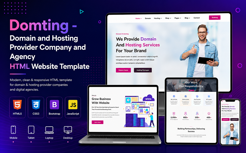 Domting - Domain and Hosting Provider Company and Agency HTML Website Template Domting - Domain and Hosting Provider Company and Agency HTML Website Template