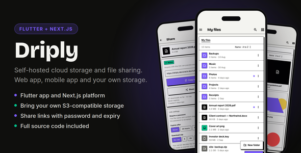 Driply | Cloud Storage and File Sharing Platform Next.js and Flutter App with Admin Panel Driply | Cloud Storage and File Sharing Platform Next.js and Flutter App with Admin Panel