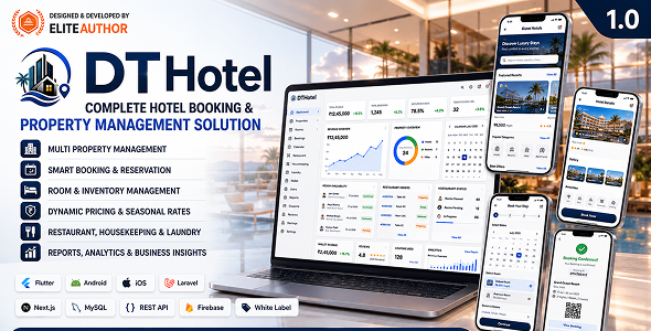 DTHotel - Hotel Booking & Property Management Flutter App with Laravel Admin & Next.js DTHotel - Hotel Booking & Property Management Flutter App with Laravel Admin & Next.js