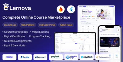 eLernova - Online Course Marketplace and LMS Flutter App with Admin Panel
