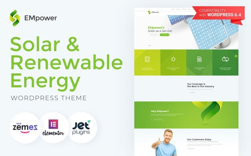 EMpower - Solar Farm & Green Energy WordPress Elementor Theme for Renewable Power Website EMpower - Solar Farm & Green Energy WordPress Elementor Theme for Renewable Power Website