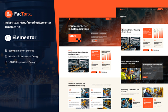 Factorx - Industrial Elementor Template Kit Factorx - Industrial Elementor Template Kit
