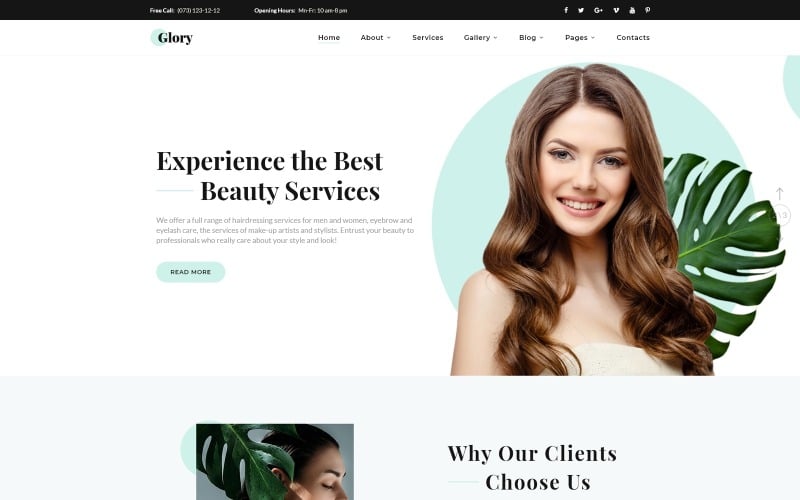 Glory - Divine Beauty Salon Multipage Website Template Glory - Divine Beauty Salon Multipage Website Template