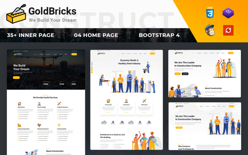 GoldBricks - Construction Agency Website Template GoldBricks - Construction Agency Website Template