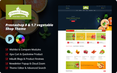 Greenbean - Prestashop 9 and 8 Vegetables Shop Theme