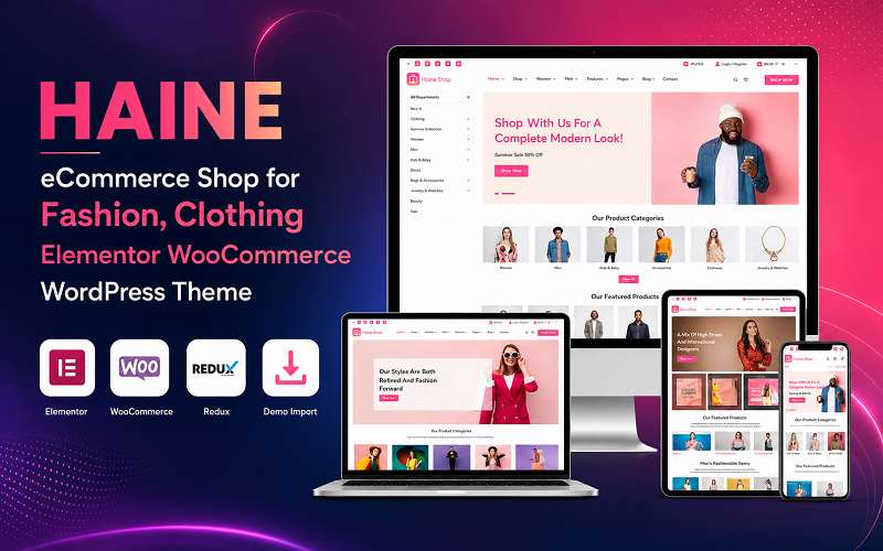 Haine - eCommerce Shop for Fashion, Clothing Elementor WooCommerce Theme Haine - eCommerce Shop for Fashion, Clothing Elementor WooCommerce Theme