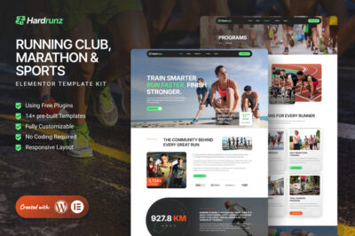 Hardrunz - Running Club, Marathon & Sports Elementor Template Kit