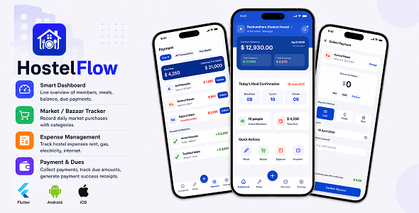 HostelFlow | Hostel and Mess Management App UI Kit HostelFlow | Hostel and Mess Management App UI Kit