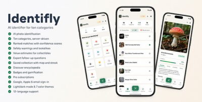 Identifly | Flutter App AI Multi Category Identifier With Laravel Admin Panel