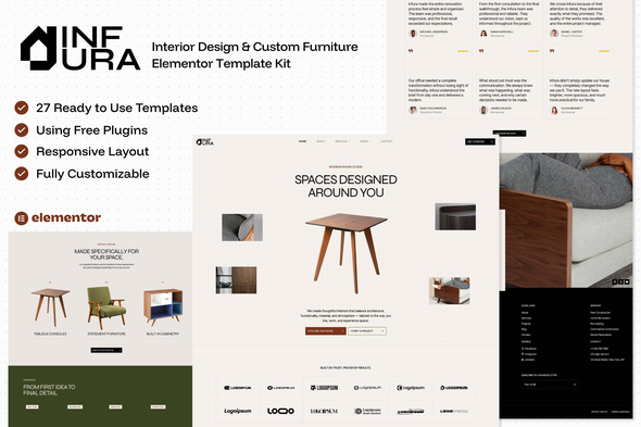 Infura — Interior Design & Custom Furniture Elementor Template Kit Infura — Interior Design & Custom Furniture Elementor Template Kit