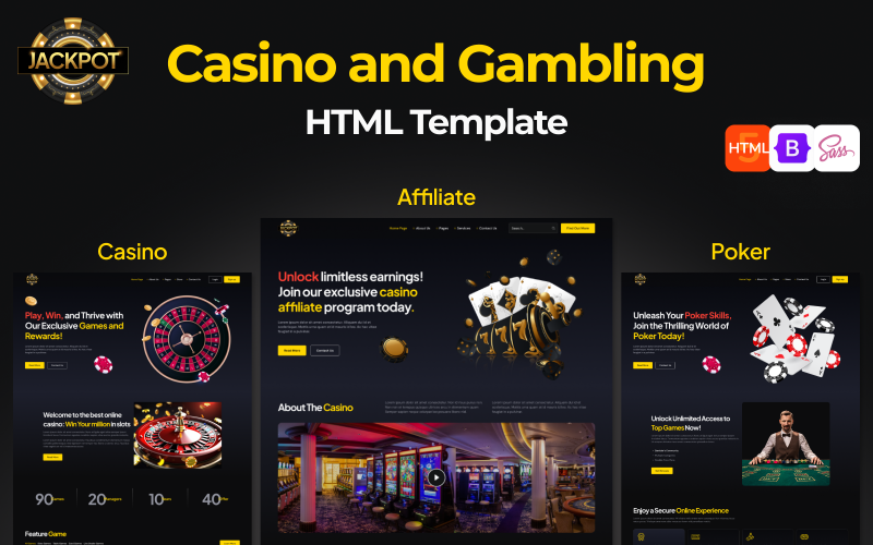 JACKPOT: Online Casino Affiliate , Gambling and Betting HTML Website Template JACKPOT: Online Casino Affiliate , Gambling and Betting HTML Website Template