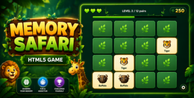 Jungle Memory Safari | HTML5 Memory Matching Game