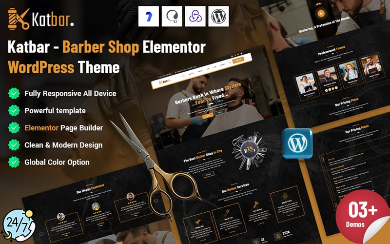 Katbar - Barber Elementor WordPress Theme Katbar - Barber Elementor WordPress Theme