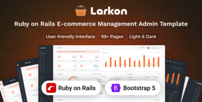 Larkon - Ruby on Rails Ecommerce Management Admin & Dashboard Template