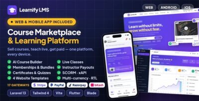 Learnify LMS | Online Course Marketplace and Learning Platform With Flutter App