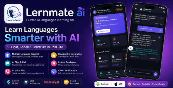 Learnmate AI | Flutter AI Language Learning & Tutor App with Voice Call & RevenueCat Paywall Learnmate AI | Flutter AI Language Learning & Tutor App with Voice Call & RevenueCat Paywall