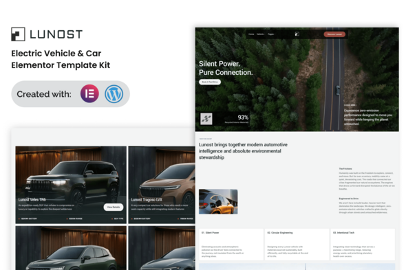 Lunost – Electric Vehicle Cars Elementor Template Kit Lunost – Electric Vehicle Cars Elementor Template Kit