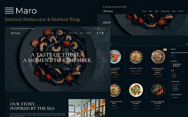 Maro – Seafood Restaurant & Seafood Blog WooCommerce Theme Maro – Seafood Restaurant & Seafood Blog WooCommerce Theme