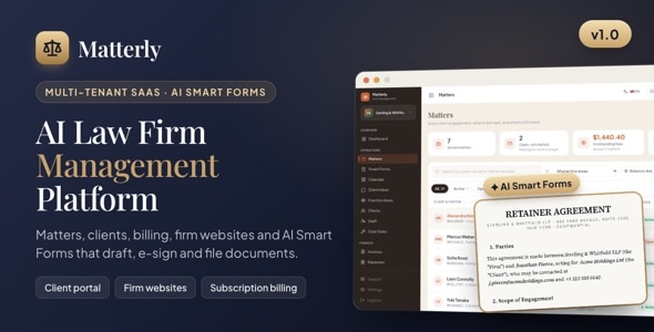 Matterly - AI Law Firm Management SaaS With Smart Forms Matterly - AI Law Firm Management SaaS With Smart Forms