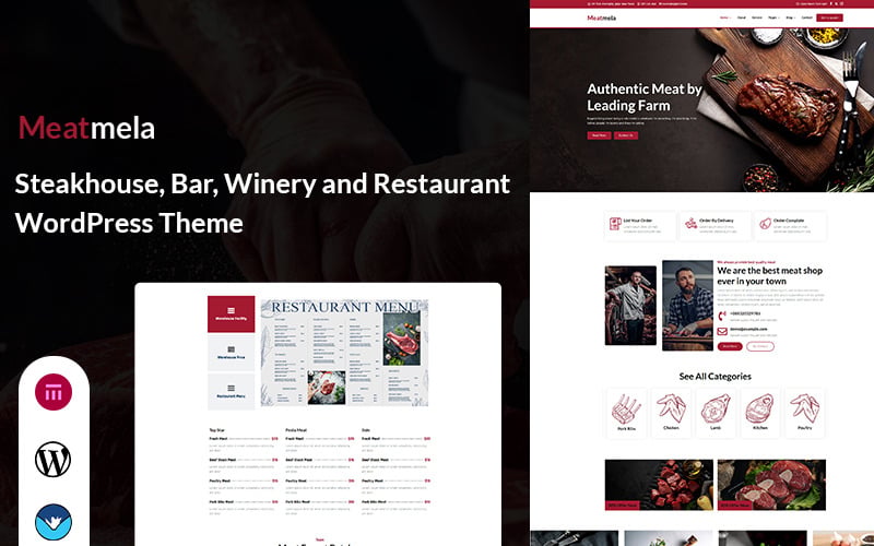 Meatmela - Steakhouse, Bar, Meat, Winery and Restaurant WordPress Theme Meatmela - Steakhouse, Bar, Meat, Winery and Restaurant WordPress Theme