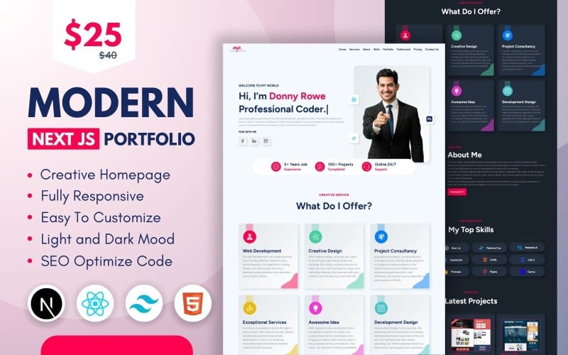 Modern Portfolio React JS Template - Next JS, Tailwind CSS - Responsive HTML Template Modern Portfolio React JS Template - Next JS, Tailwind CSS - Responsive HTML Template