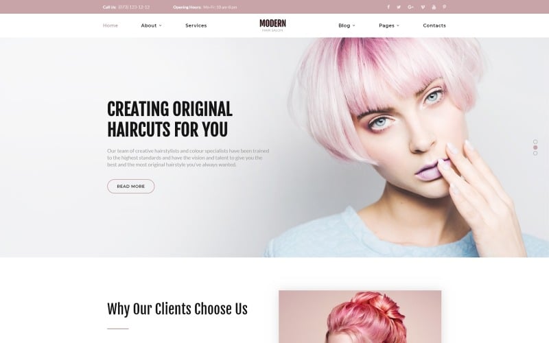 Modern - Vivid Hair Salon Multipage Website Template Modern - Vivid Hair Salon Multipage Website Template