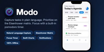 Modo | Task Organizer With Natural Language Capture, Eisenhower Matrix and Focus Timer - SwiftUI