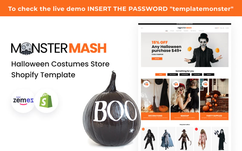 Monster Mash - Halloween Costumes Store Shopify Template Monster Mash - Halloween Costumes Store Shopify Template