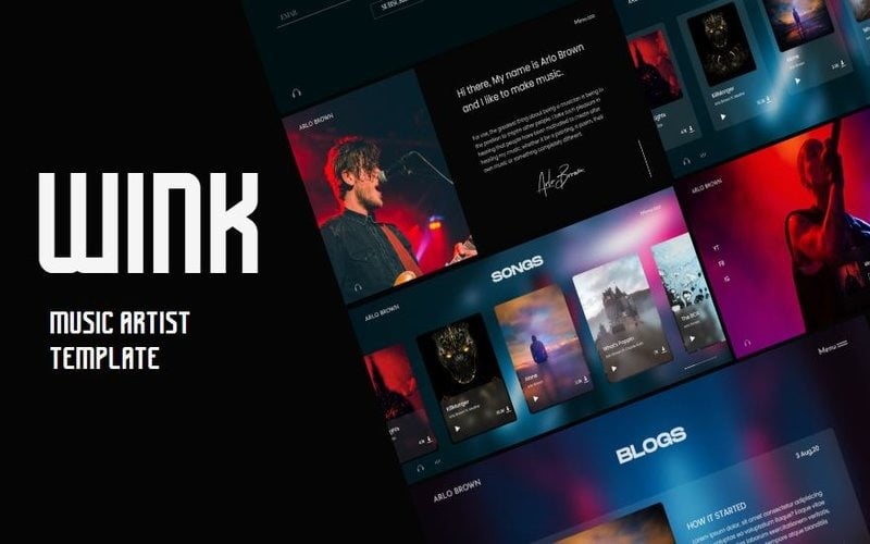 Music Artist and Singer By WINK Website Template Music Artist and Singer By WINK Website Template