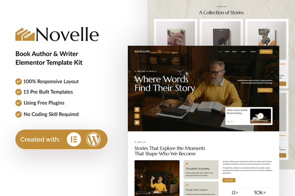 Novelle - Book Author & Writer Elementor Template Kit Novelle - Book Author & Writer Elementor Template Kit