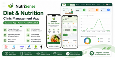 NutriSense - Diet & Nutrition Clinic Management App | Customer App + Admin Panel (AI-Enabled)