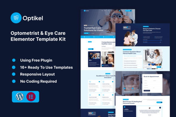 Optikel - Optometrist & Eye Care Elementor Template Kit Optikel - Optometrist & Eye Care Elementor Template Kit