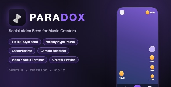 Paradox | Music Creator Video Feed Social App - SwiftUI Paradox | Music Creator Video Feed Social App - SwiftUI