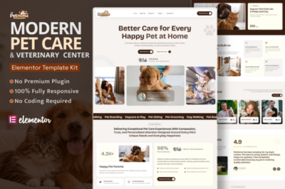 Pethome – Pet Care & Veterinary Center Elementor Template Kit
