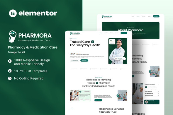 Pharmora - Pharmacy & Medication Care Elementor Template Kit Pharmora - Pharmacy & Medication Care Elementor Template Kit