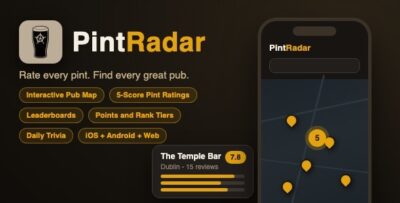 Pintradar | Pub Review and Beer Rating With Venue Map, Leaderboards and Rank Tiers - React Native
