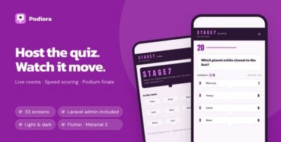 Podiora | Flutter Live Quiz App with Firebase and Laravel Admin