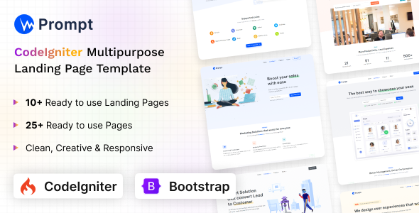Prompt - Modern & Multipurpose CodeIgniter Bootstrap Template Prompt - Modern & Multipurpose CodeIgniter Bootstrap Template