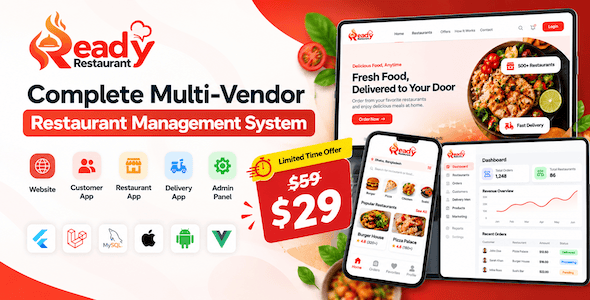 ReadyRestaurant - Complete Multi-Vendor Restaurant Management App, Website & Admin Panel ReadyRestaurant - Complete Multi-Vendor Restaurant Management App, Website & Admin Panel