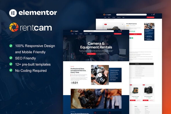 RentCam - Camera Rental Elementor Pro Template Kit RentCam - Camera Rental Elementor Pro Template Kit