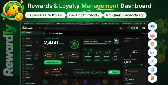 Rewardly - Rewards & Loyalty Management Dashboard Template Rewardly - Rewards & Loyalty Management Dashboard Template