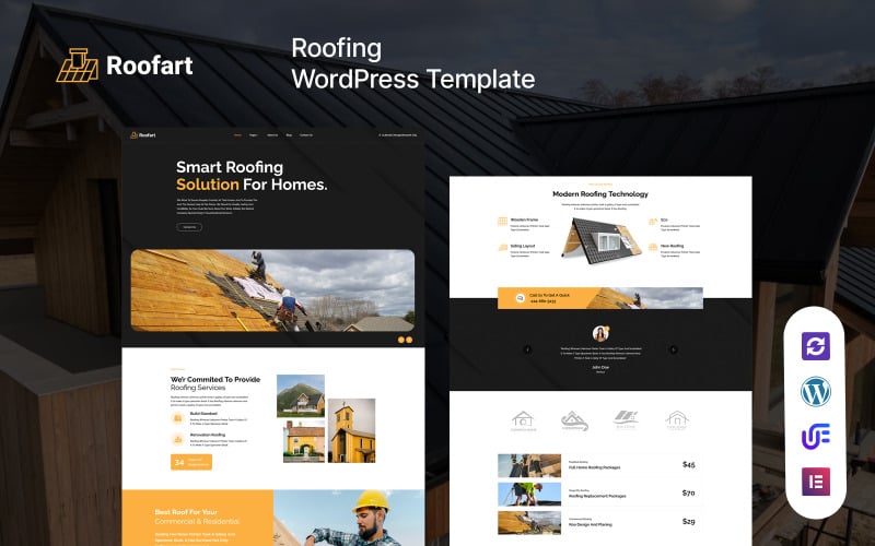 Roofart - Roofing Company Responsive WordPress Elementor Theme Roofart - Roofing Company Responsive WordPress Elementor Theme