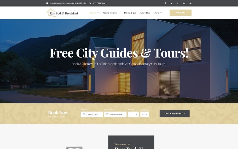 Roy Bed & Breakfast - Small Hotel WordPress Theme Roy Bed & Breakfast - Small Hotel WordPress Theme